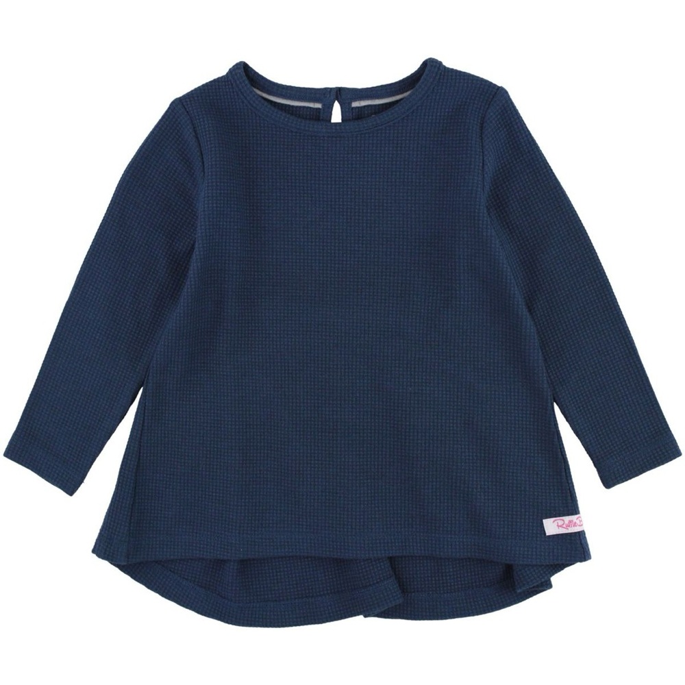 RuffleButts Toddler Girl Waffle Knit Long Sleeve Bow Back‎ Top – Size 6 🎀💖